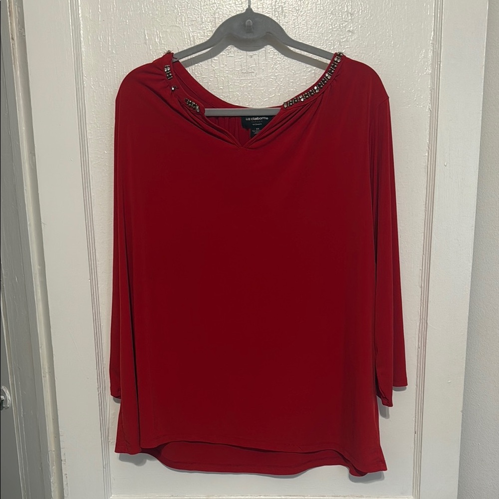 Liz Claiborne Scarlet Embellished Blouse